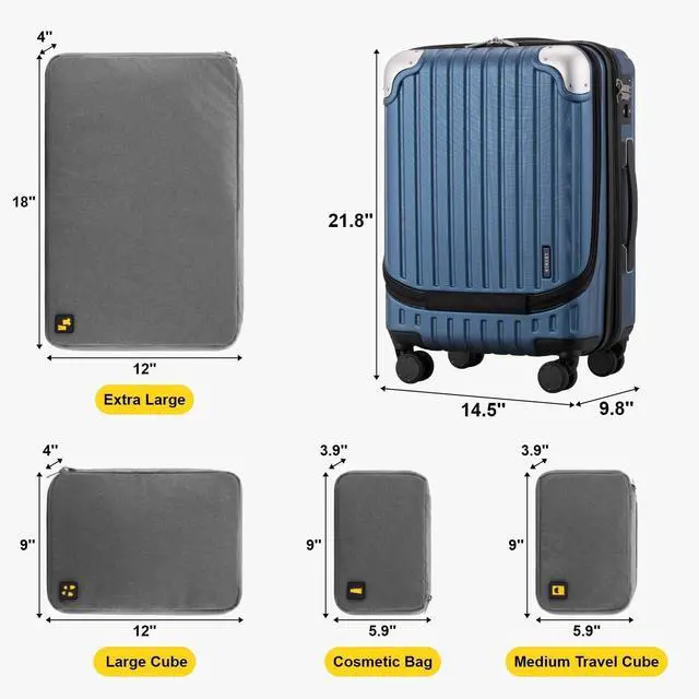 Alt view image 2 of 7 - LEVEL8 Grace Carry On Luggage Airline Approved, 20 Inch Expandable Hardside Carry On Suitcase With Wheels, Abs+Pc Small Luggage with Tsa Lock, Blue, 20-Inch