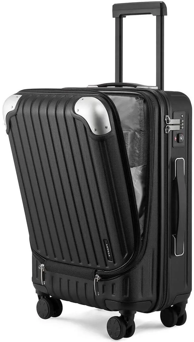 Main image of LEVEL8 Grace Carry on Luggage, 20 Inch Hard Shell Suitcases with Spinner Wheels, Abs+Pc Hard Case Luggages with Tsa Lock, Black
