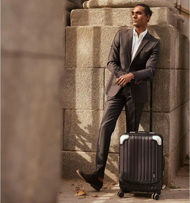 Alt view image 2 of 7 - LEVEL8 Grace Carry on Luggage, 20 Inch Hard Shell Suitcases with Spinner Wheels, Abs+Pc Hard Case Luggages with Tsa Lock, Black