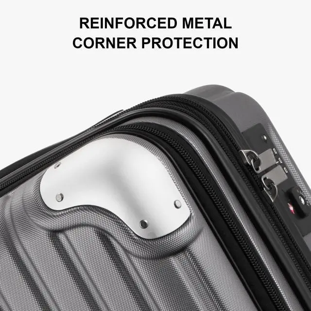 Alt view image 5 of 7 - LEVEL8 Grace Carry on Luggage, 20 Inch Expandable Hard Shell Suitcase with Wheels, Abs+Pc Harshell Spinner Luggages with Tsa Lock, Travel Bag for Women Men, Grey