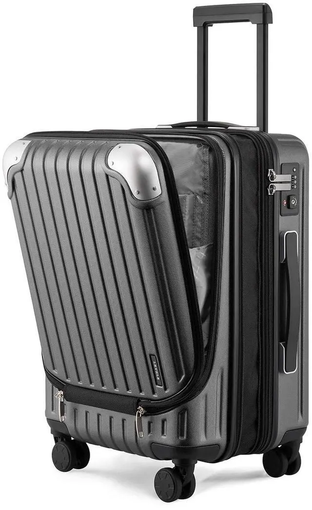 Main image of LEVEL8 Grace Carry on Luggage, 20 Inch Expandable Hard Shell Suitcase with Wheels, Abs+Pc Harshell Spinner Luggages with Tsa Lock, Travel Bag for Women Men, Grey