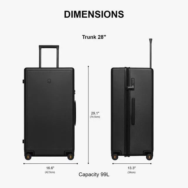 Alt view image 3 of 7 - LEVEL8 Trunk Luggages, Large Suitcase 28 Inch Luggage with Spinner Wheels, Luminous Textured Checked Lightweight Hard Shell with Tsa Lock, Black