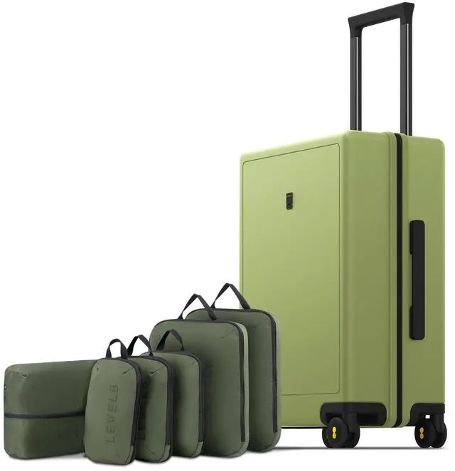 Main image of LEVEL8 Carry on Luggage Airline Approved, Small Carry on Suitcases with Wheels, Lightweight Hardside Textured Luggage for Travel, Tsa Approved, 20-Inch, Pickle Green