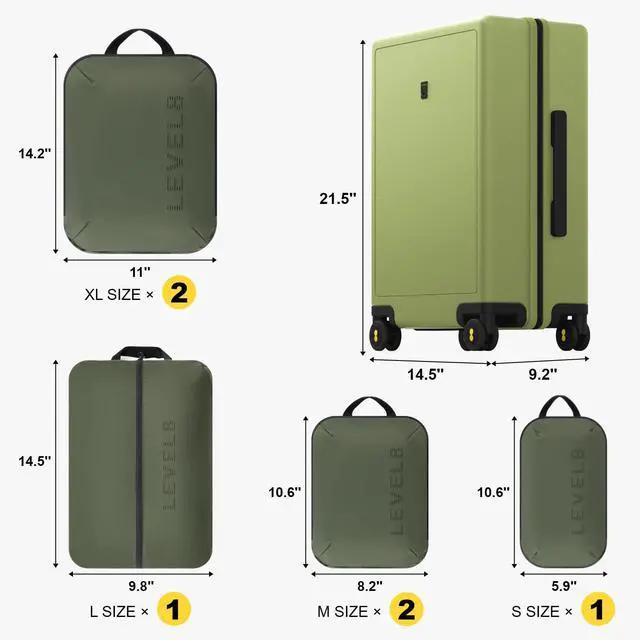 Alt view image 2 of 7 - LEVEL8 Carry on Luggage Airline Approved, Small Carry on Suitcases with Wheels, Lightweight Hardside Textured Luggage for Travel, Tsa Approved, 20-Inch, Pickle Green