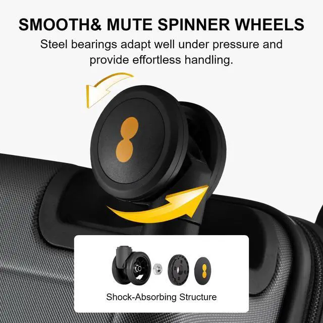 Alt view image 3 of 7 - LEVEL8 Checked Luggage, Large Suitcase, Lightweight Luminous Textured Tsa Approved Medium Hardside Luggages with 8 Spinner Wheels, 24 Inch, Dark Grey
