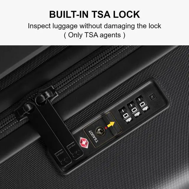 Alt view image 7 of 7 - LEVEL8 Checked Luggage, Large Suitcase, Lightweight Luminous Textured Tsa Approved Medium Hardside Luggages with 8 Spinner Wheels, 24 Inch, Dark Grey