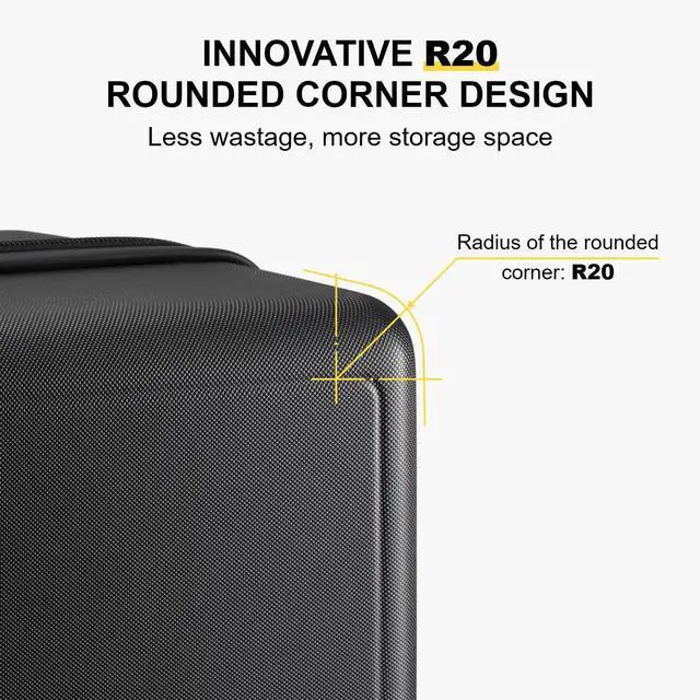 Alt view image 4 of 7 - LEVEL8 Carry on Luggage Airline Approved, Small Carry-on Suitcases with Wheels, Lightweight Hardside Luminous Textured with Spinner Wheel, Tsa Lock, 18 Inch, Black