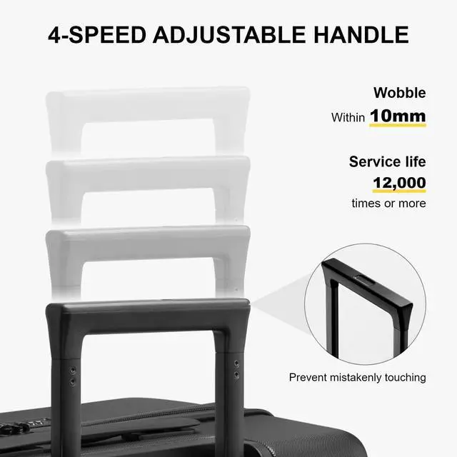 Alt view image 5 of 7 - LEVEL8 Carry on Luggage Airline Approved, Small Carry-on Suitcases with Wheels, Lightweight Hardside Luminous Textured with Spinner Wheel, Tsa Lock, 18 Inch, Black