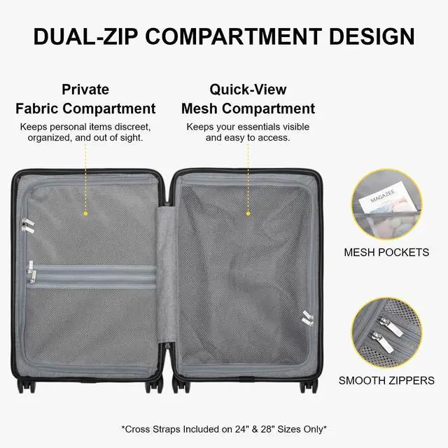 Alt view image 7 of 7 - LEVEL8 Carry on Luggage Airline Approved, Small Carry-on Suitcases with Wheels, Lightweight Hardside Luminous Textured with Spinner Wheel, Tsa Lock, 18 Inch, Black