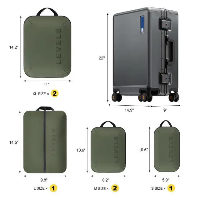 Alt view image 2 of 7 - LEVEL8 Zipperless Carry On Luggage Airline Approved with Aluminum Frame, Hard Shell Suitcase with Spinner Wheels, Metal Checked Luggage, 20 Inch, Grey