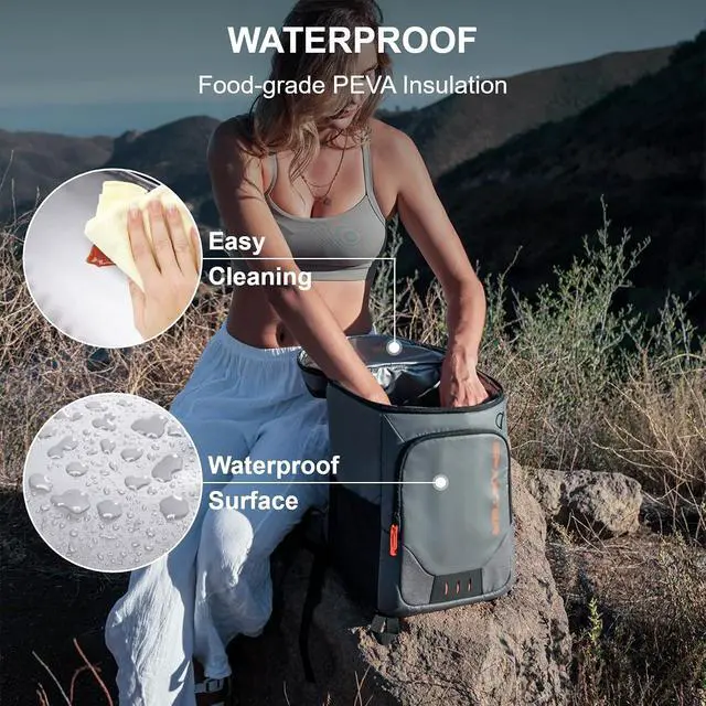 Alt view image 5 of 7 - SPARTER Backpack Cooler Insulated Leak Proof 33/49 Cans, 2 Insulated Compartments Thermal Bag, Portable Lightweight Beach Travel Camping Lunch Backpack for Men and Women