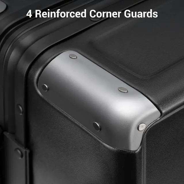 Alt view image 3 of 7 - LEVEL8 Zipperless Checked Luggage with Aluminum Frame, Upgraded Medium Hardside Suitcase with Spinner Wheels, Metal Travel Luggage with Double Tsa Locks, 24 Inch, Black