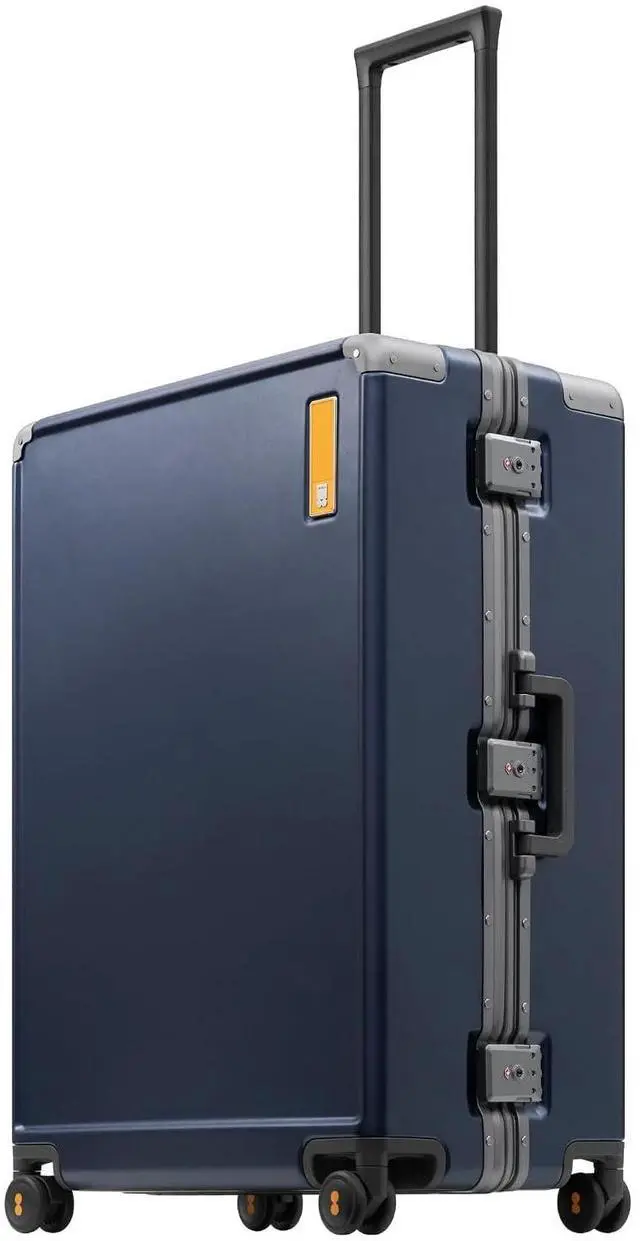 Main image of LEVEL8 Zipperless Large Suitcase with Wheels Checked Luggage 28 Inch, Aluminum Frame Suitcase Hard Shell Luggage with Tsa Locks, Blue