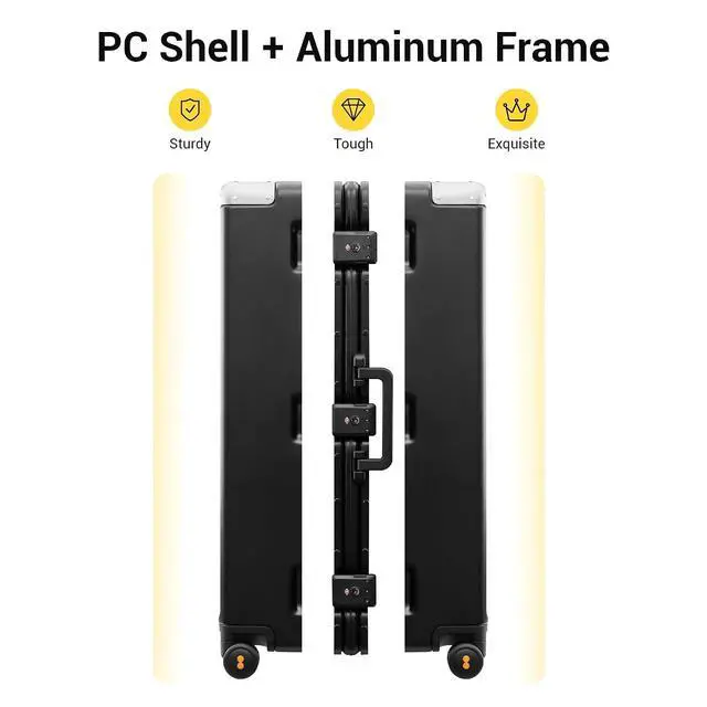 Alt view image 3 of 7 - LEVEL8 Zipperless Checked Luggage Large Suitcase with Wheels 28 Inch Aluminum Frame Luggage Hard Shell Suitcases with Tsa Locks, Black