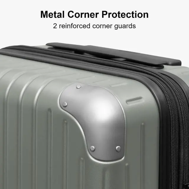 Alt view image 5 of 7 - LEVEL8 Carry on Luggage Airline Approved, Hardshell Suitcases with Spinner Wheels, PC Expandable Luggage, 20 Inch, Green