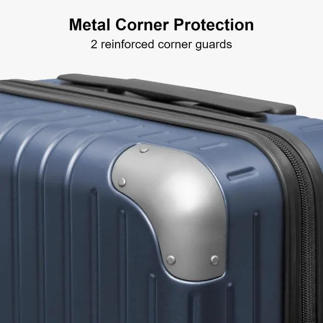 Alt view image 4 of 7 - LEVEL8 Carry on Luggage Airline Approved, Hardshell Suitcases with Spinner Wheels, Lightweight PC Luggage, 20 inch, Blue
