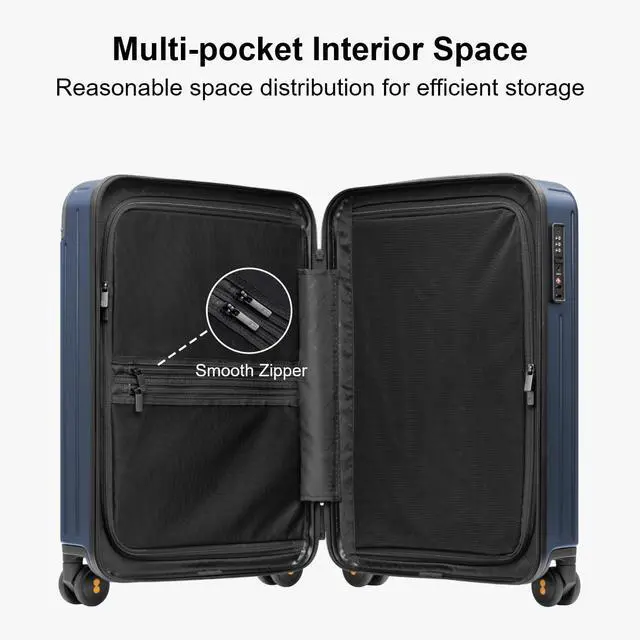 Alt view image 7 of 7 - LEVEL8 Carry on Luggage Airline Approved, Hardshell Suitcases with Spinner Wheels, Lightweight PC Luggage, 20 inch, Blue
