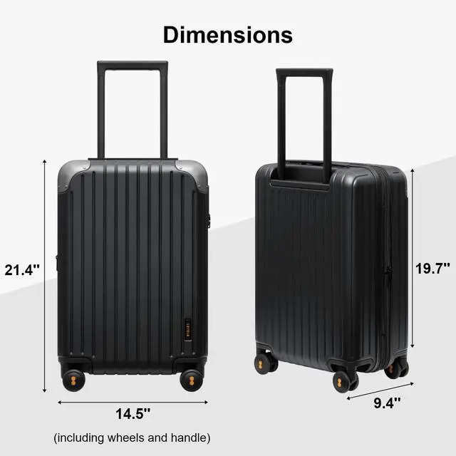 Alt view image 3 of 7 - LEVEL8 Carry on Luggage Airline Approved, Hardshell Suitcases with Spinner Wheels, PC Expandable Luggage, 20 Inch, Black