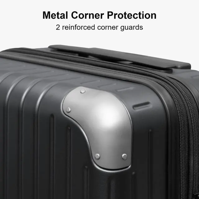 Alt view image 5 of 7 - LEVEL8 Carry on Luggage Airline Approved, Hardshell Suitcases with Spinner Wheels, PC Expandable Luggage, 20 Inch, Black