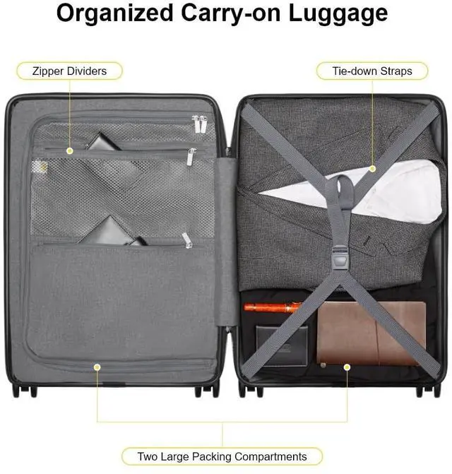 Alt view image 7 of 7 - LEVEL8 Road Runner Carry On Luggage with Front Compartment, 20 Inch Lightweight Hard Shell Suitcases with Wheels Airline Approved, Tsa Locks for Luggage, Blue,21.46" x 14.57" x 9.45"