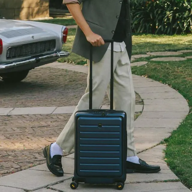 Alt view image 2 of 7 - LEVEL8 Road Runner Carry On Luggage with Front Compartment, 20 Inch Lightweight Hard Shell Suitcases with Wheels Airline Approved, Tsa Locks for Luggage, Blue,21.46" x 14.57" x 9.45"