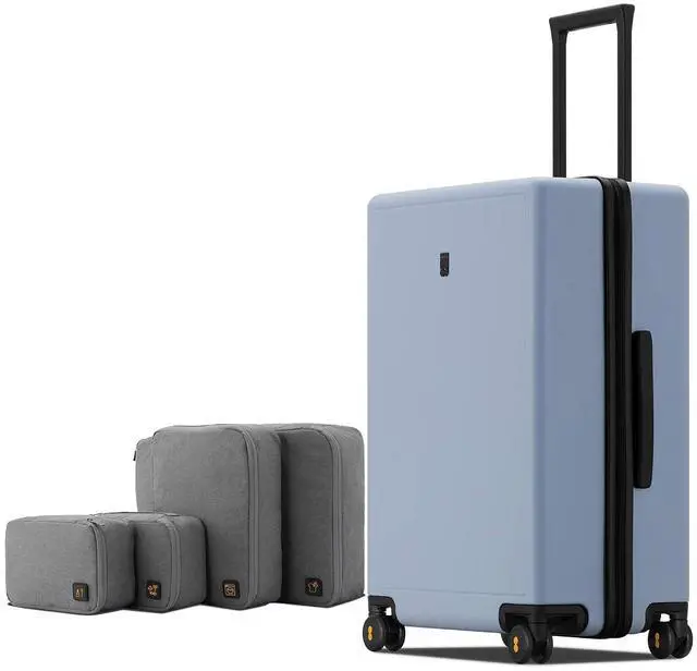 Main image of LEVEL8 Elegance Checked Luggage, 24 Inch Hardside Suitcase, Lightweight Matte Hardshell with Tsa Lock, Large Suitcases with Spinner Wheels, Light Blue