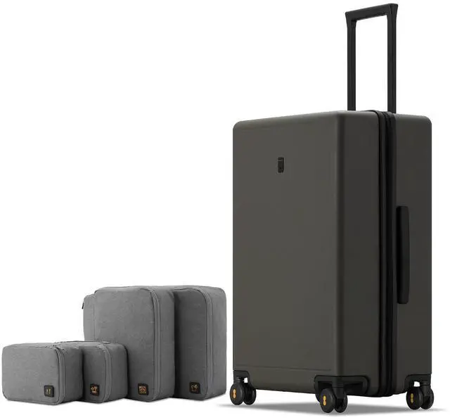 Main image of LEVEL8 Elegance Checked Luggage, 24 Inch Hardside Suitcase, Lightweight Matte Hardshell with Tsa Lock, Large Suitcases with Spinner Wheels, Olive Green