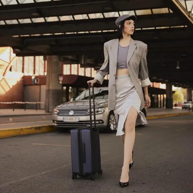 Alt view image 2 of 7 - LEVEL8 Elegance Carry-on Suitcase, 20 Inch Carry on Luggage, Hardside Large Suitcases with Wheels, Tavel Bag with Tsa Lock, Navy Blue