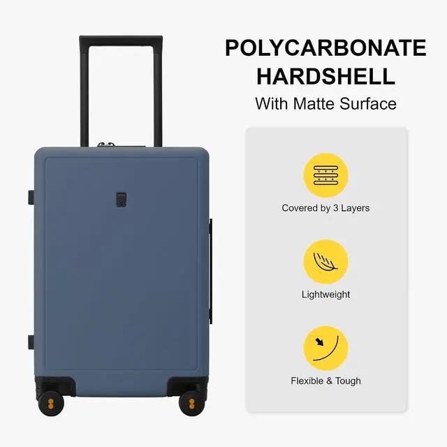 Alt view image 3 of 7 - LEVEL8 Elegance Carry-on Suitcase, 20 Inch Carry on Luggage, Hardside Large Suitcases with Wheels, Tavel Bag with Tsa Lock,Blue Grey