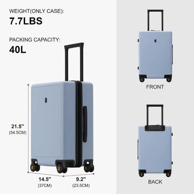 Alt view image 7 of 7 - LEVEL8 Elegance Carry-on Suitcase, 20 Inch Carry on Luggage, Hardside Large Suitcases with Wheels, Tavel Bag with Tsa Lock, Light Blue