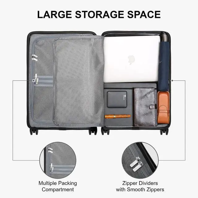 Alt view image 6 of 7 - LEVEL8 Elegance Carry-on Suitcase, 20 Inch Carry on Luggage, Hardside Large Suitcases with Wheels, Tavel Bag with Tsa Lock, Light Blue