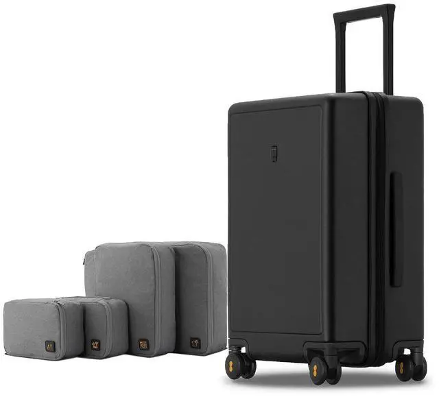 Main image of LEVEL8 Elegance Checked Luggage, 24 Inch Hardside Suitcase, Lightweight Matte Hardshell with Tsa Lock, Large Suitcases with Spinner Wheels, Black