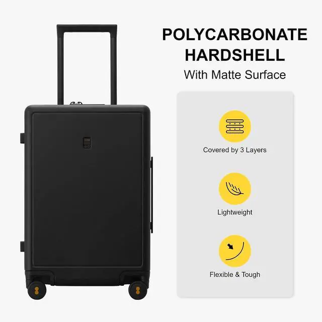 Alt view image 4 of 7 - LEVEL8 Elegance Matte Luggage Set, 20 Inch Carry-on Luggage, 28 Large Suitcase Lightweight Hardside Suitcases with Wheels,Tsa Lock,2-Piece Set(20/28), Black