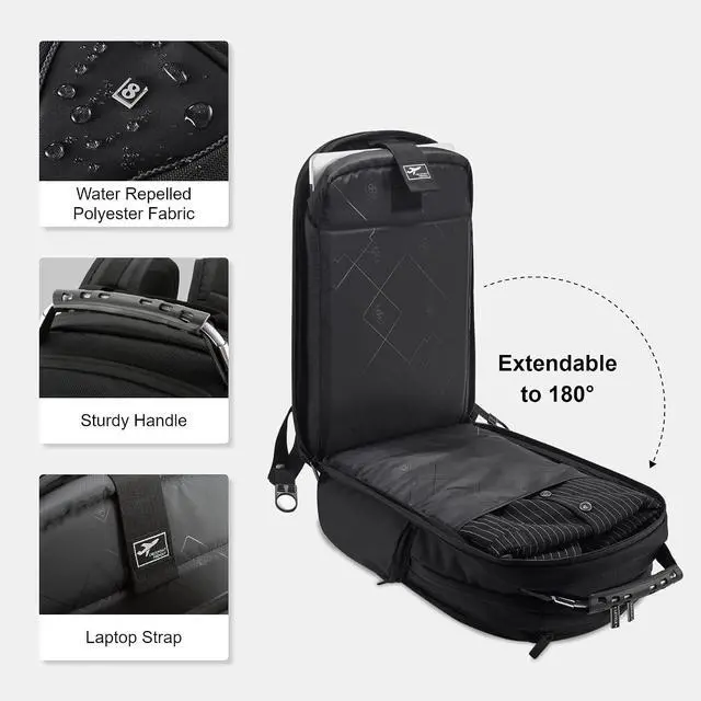 Alt view image 6 of 7 - LEVEL8 Laptop Backpack, Work Backpack for Men Women, Travel Computer Bag for Business Fits 15.6" Laptop and Notebook - Black