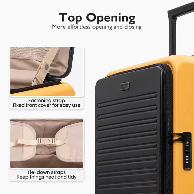 Alt view image 5 of 7 - LEVEL8 Top Opening Carry on Luggage with Narrow Trolley Handle, Large Suitcases with Wheels Airline Approved, Expandable Hardside Luggage with Spinner Wheel for Men Women, 20 Inch, Yellow