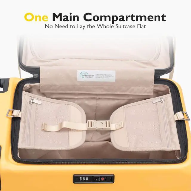 Alt view image 4 of 7 - LEVEL8 Top Opening Carry on Luggage with Narrow Trolley Handle, Large Suitcases with Wheels Airline Approved, Expandable Hardside Luggage with Spinner Wheel for Men Women, 20 Inch, Yellow