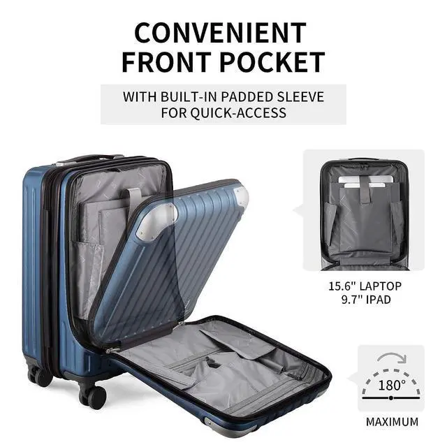 Alt view image 4 of 7 - LEVEL8 Grace Expandable 20" Carry-On Luggage with 4 PC Organizer Packing Cubes - Blue, Carry-On 20-Inch
