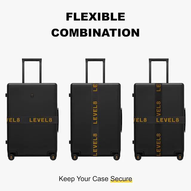 Alt view image 6 of 6 - LEVEL8 Luggage Straps Suitcase Belt Buckle Straps Add-A-Bag Travel Accessories, Heavy Duty Strap, 2-Pack, Black