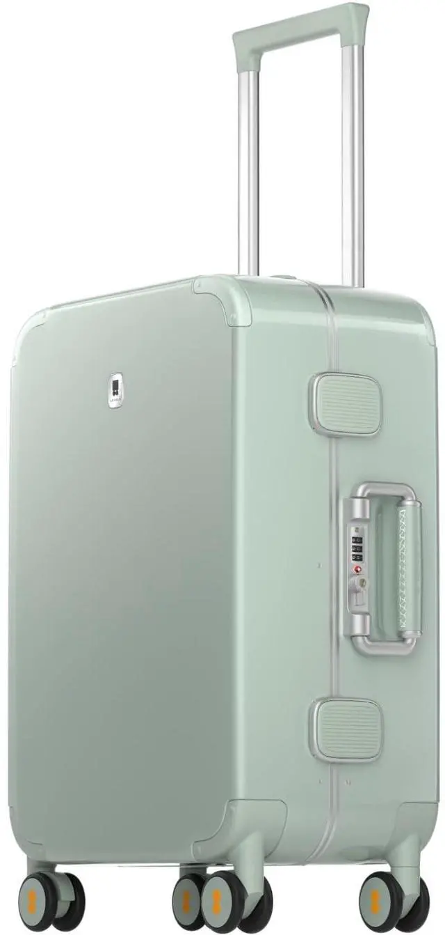 Main image of LEVEL8 Zipperless Carry On Luggage Airline Approved with Aluminum Frame, Cute Hardside Suitcase with Spinner Wheels, Metal Rolling Travel Case with Tsa Locks, 20 Inch, Light Green