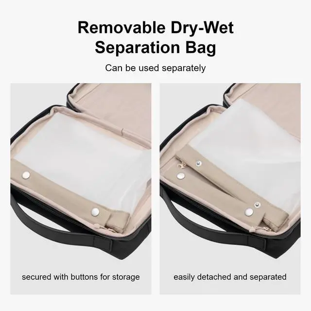 Alt view image 6 of 7 - LEVEL8 Travel Toiletry Bag for Women Men, Travel Organizer Water Repellent, Makeup Organizer with Hang Hook for Travel Accessories, Large/Black