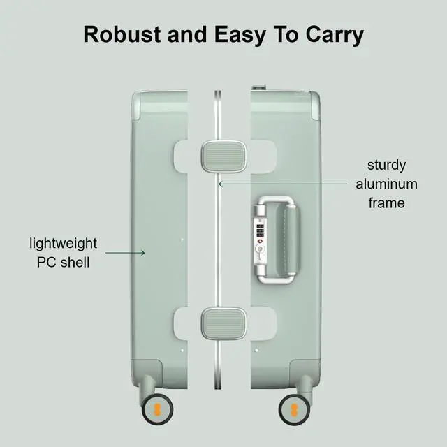 Alt view image 4 of 7 - LEVEL8 Zipperless Carry On Luggage Airline Approved with Aluminum Frame, Cute Hardside Suitcase with Spinner Wheels, Metal Rolling Travel Case with Tsa Locks, 20 Inch, Light Green