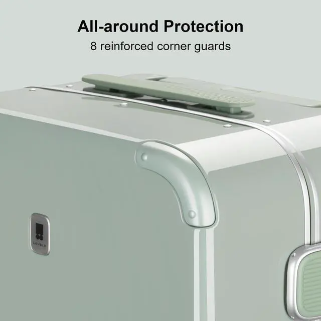 Alt view image 5 of 7 - LEVEL8 Zipperless Carry On Luggage Airline Approved with Aluminum Frame, Cute Hardside Suitcase with Spinner Wheels, Metal Rolling Travel Case with Tsa Locks, 20 Inch, Light Green