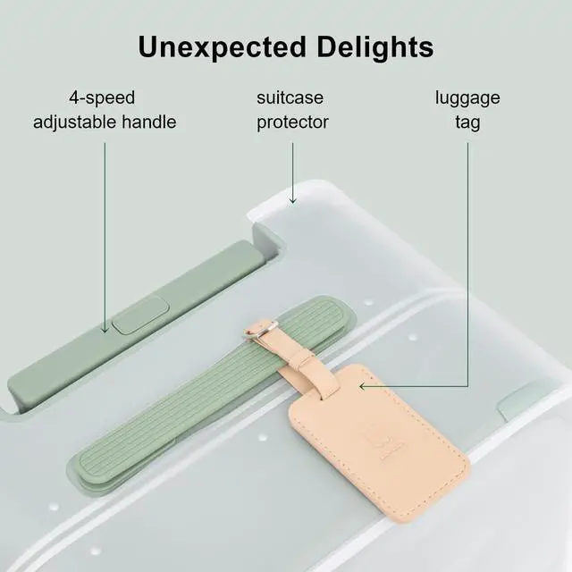 Alt view image 6 of 7 - LEVEL8 Zipperless Carry On Luggage Airline Approved with Aluminum Frame, Cute Hardside Suitcase with Spinner Wheels, Metal Rolling Travel Case with Tsa Locks, 20 Inch, Light Green