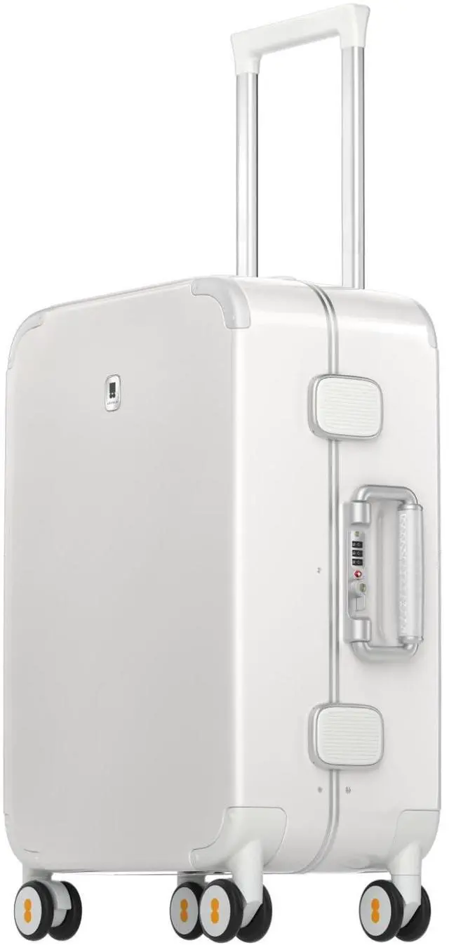 Main image of LEVEL8 Zipperless Carry On Luggage Airline Approved with Aluminum Frame, Cute Hardshell Suitcase with Spinner Wheels, Metal Rolling Travel Case with Tsa Locks, 20 Inch, Off White