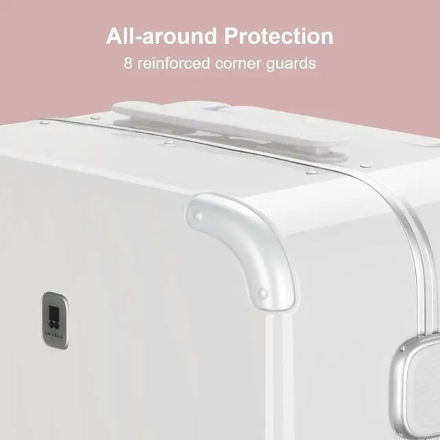 Alt view image 5 of 7 - LEVEL8 Zipperless Carry On Luggage Airline Approved with Aluminum Frame, Cute Hardshell Suitcase with Spinner Wheels, Metal Rolling Travel Case with Tsa Locks, 20 Inch, Off White