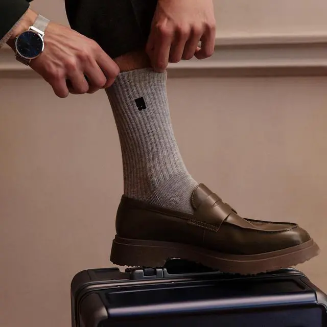 Alt view image 2 of 7 - LEVEL8 Zipperless Carry On Luggage with Mens Work Crew Socks