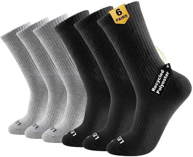 Main image of LEVEL8 Mens Work Crew Socks, Comfy Mid Calf Dress Socks, Moisture Wicking, Running and Exercise, 6 Pairs