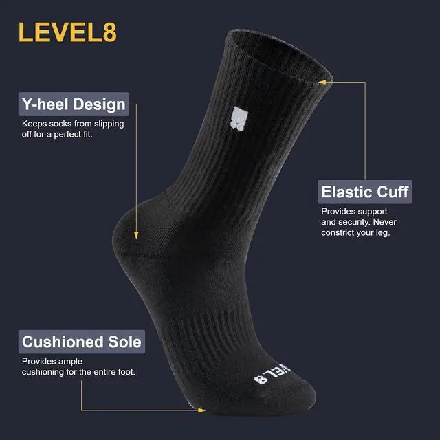 Alt view image 4 of 7 - LEVEL8 Mens Work Crew Socks, Comfy Mid Calf Dress Socks, Moisture Wicking, Running and Exercise, 6 Pairs