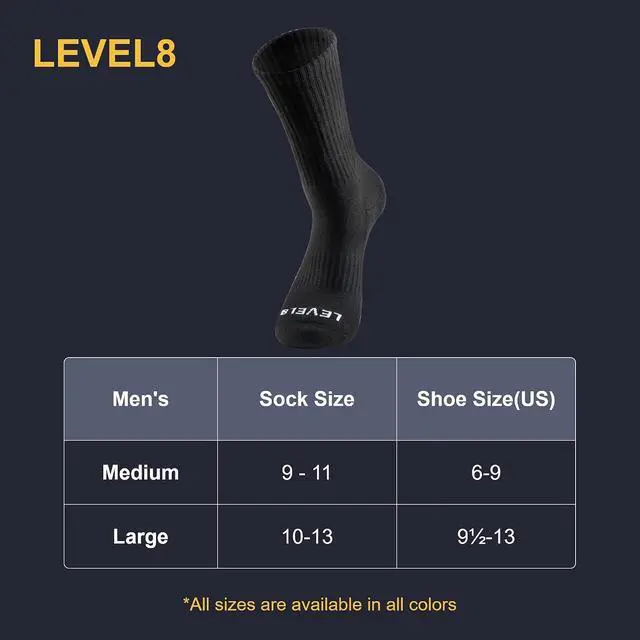 Alt view image 7 of 7 - LEVEL8 Mens Work Crew Socks, Comfy Mid Calf Dress Socks, Moisture Wicking, Running and Exercise, 6 Pairs