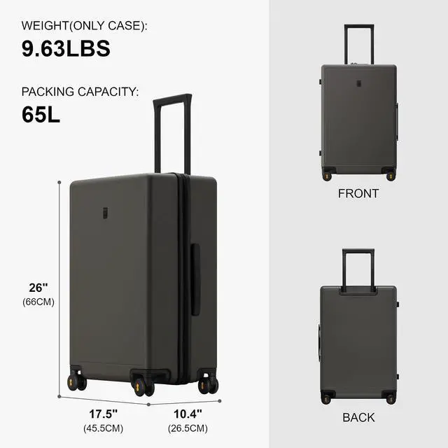 Alt view image 7 of 7 - LEVEL8 Elegance Checked Luggage, 24 Inch Hardside Suitcase, Lightweight Matte Hardshell with Tsa Lock, Large Suitcases with Spinner Wheels, Olive Green